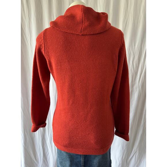 Isle Essentials‎ Rust Orange Cowl Neck Sweater – Size Small - Picture 3 of 6